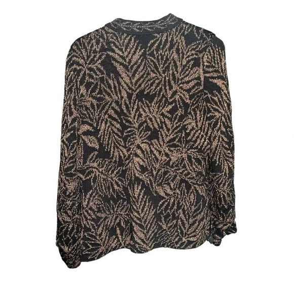 Peruvian Connection Black Copper Button Front Pima Cotton Blend Cardigan Size L - Picture 4 of 8